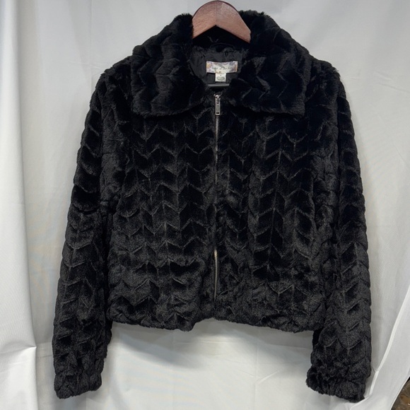 Band of the free Val collard black stunning fir coat jacket Small - Picture 7 of 11